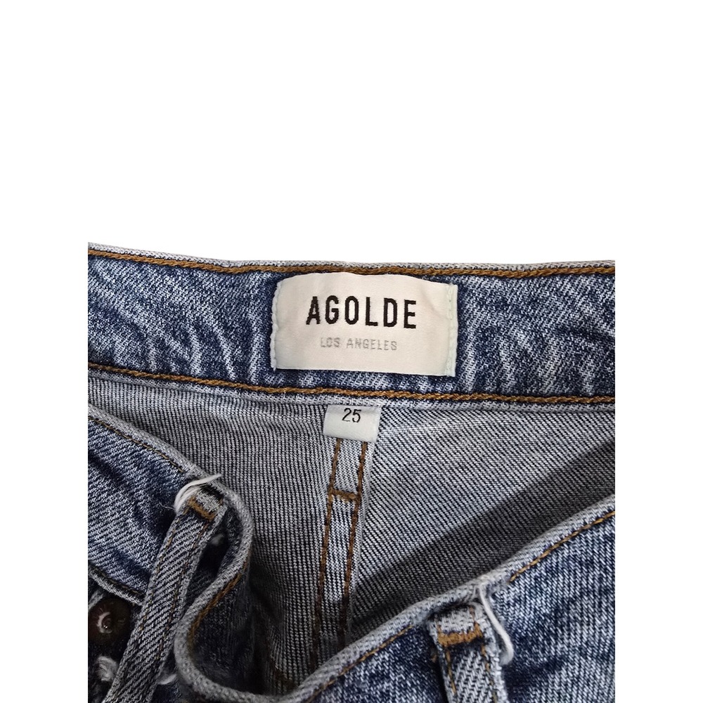 AGOLDE Riley High Rise Straight Jeans Light Wash Distressed‎ Size   25 - Picture 5 of 10
